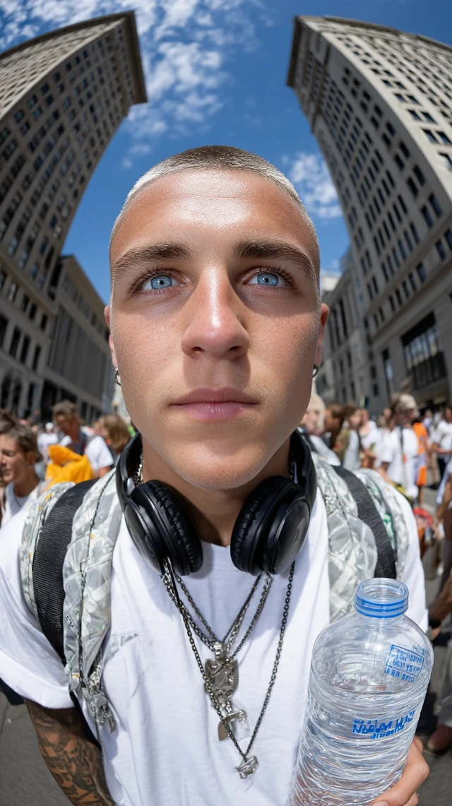 Urban Portrait Young Man Streetwear Fisheye Lens