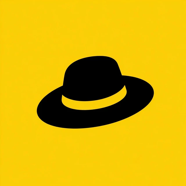 Black Hat Icon on Yellow Background