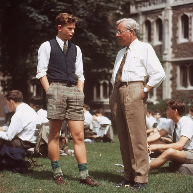 Preppy Student Confronted by Professor School Scene