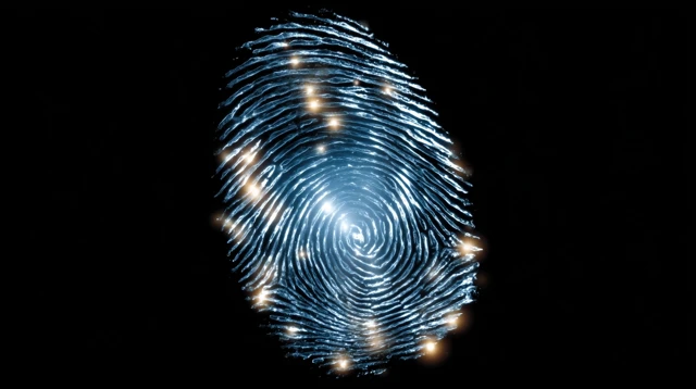 Glowing Fingerprint Impression on Black