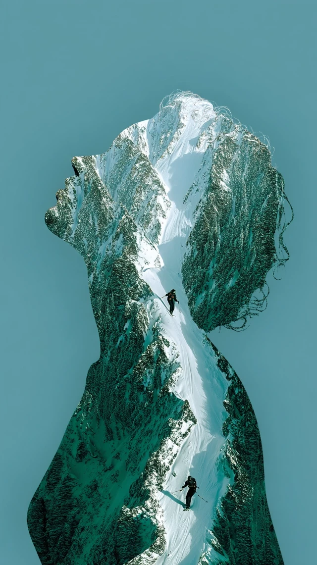 Mountain Silhouette Futuristic Art iPhone Wallpaper