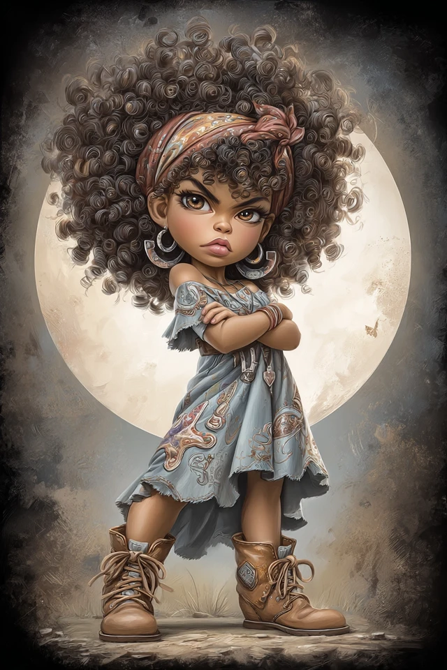 Black Girl Caricature Art Dynamic Pose Tiago Hoisel