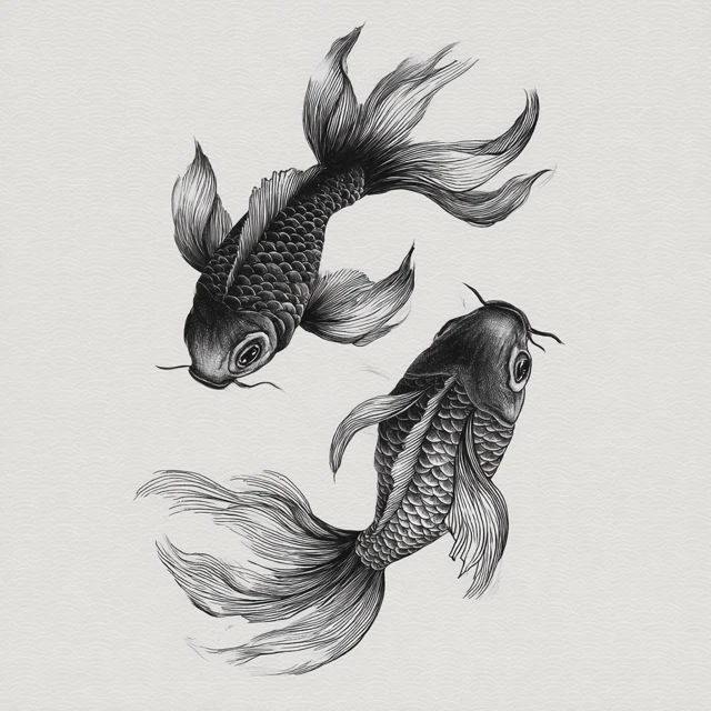 Koi Fish Tattoo Design Upward and Downward Motion