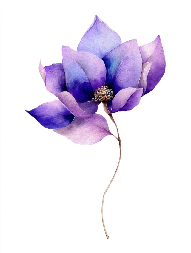 Watercolor Violet Flower Clipart