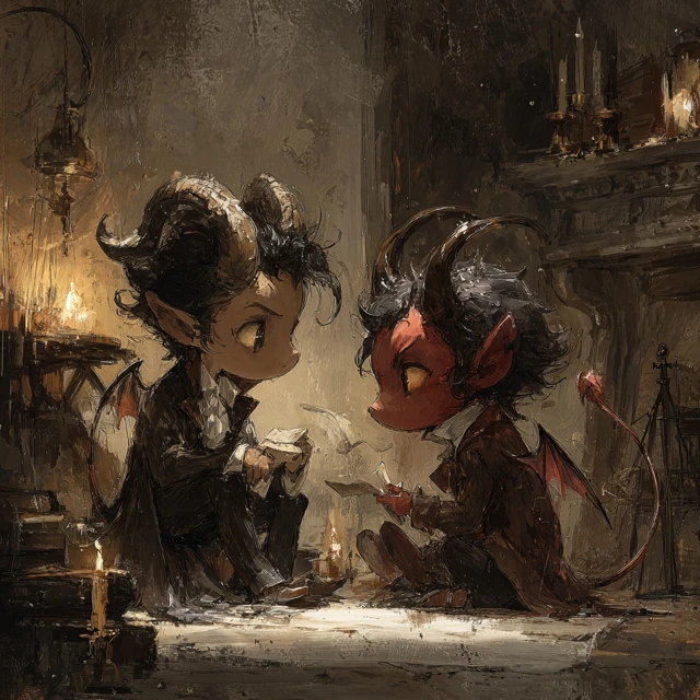 Romantic Devils Art Illustration Painting