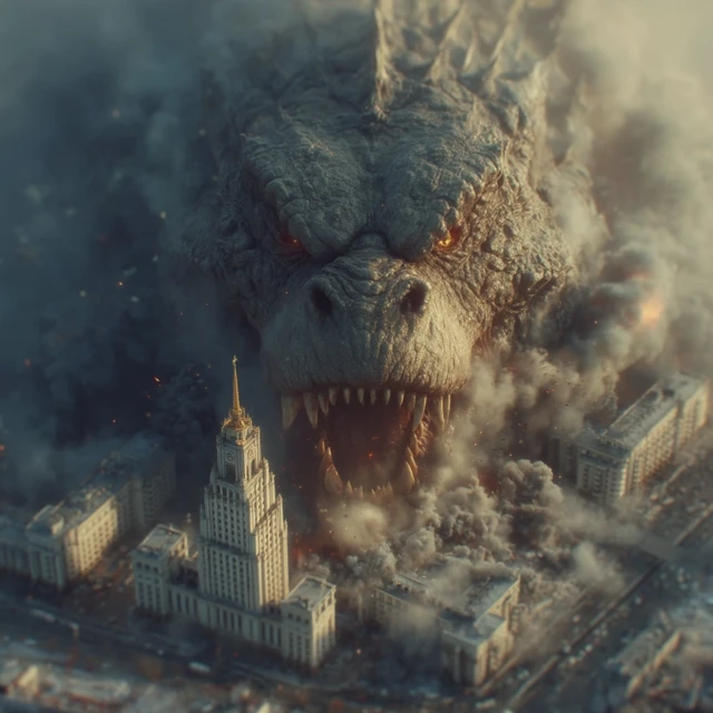 Godzilla Attacks Moscow City Cinematic Destruction