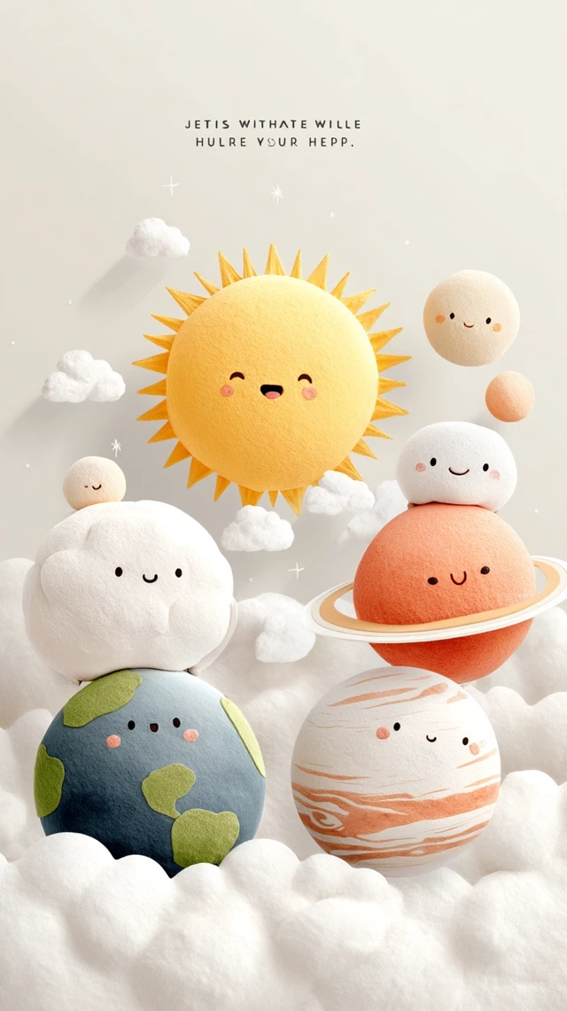 Cute Planets Illustration for Mobile - Positive Art
