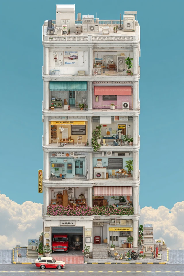 UAE Building with Shops Services and Residences