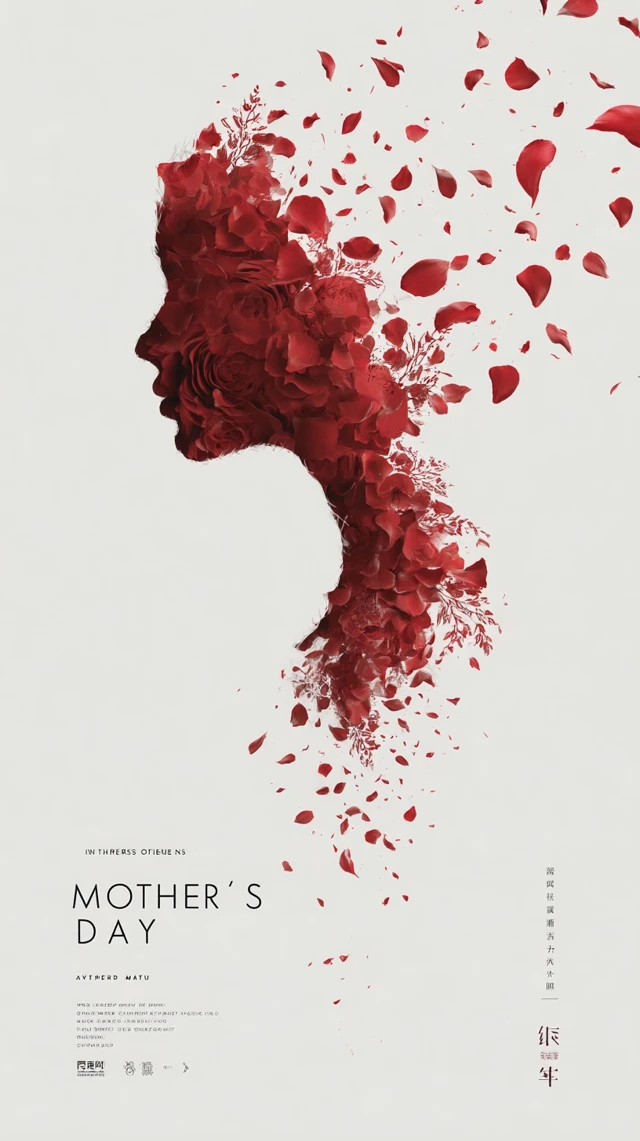 Mothers Day Concept Poster - Elegant Rose Silhouette