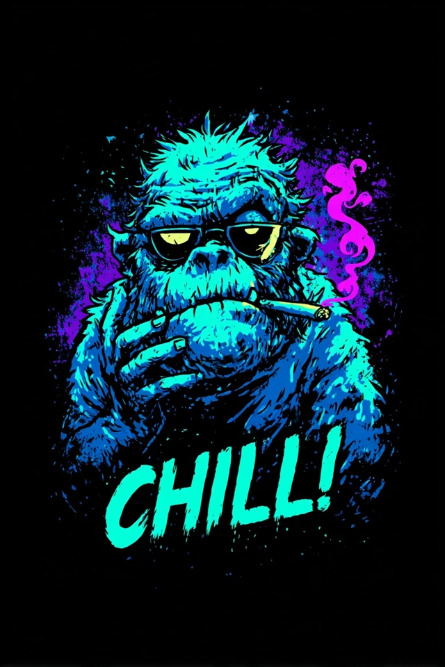 Chill Gorilla T-shirt Design - Retro Cartoon
