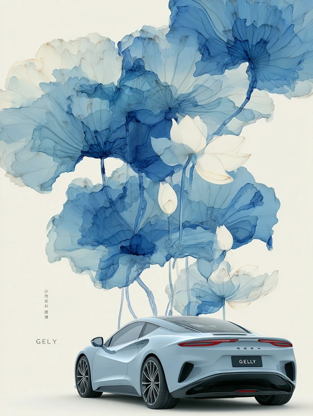 Geely Car Ink Wash Painting - Modern Art