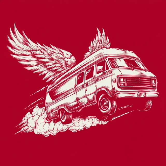 Flying Van Logo Design for TShirt