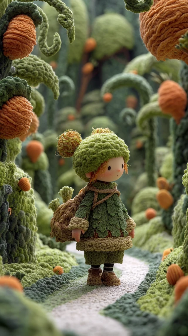 Magical Enchanted Forest Carrot Girl and Pea Friend