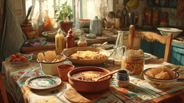 Mexican Cuisine Beans with Cheese Dish Cinematographic