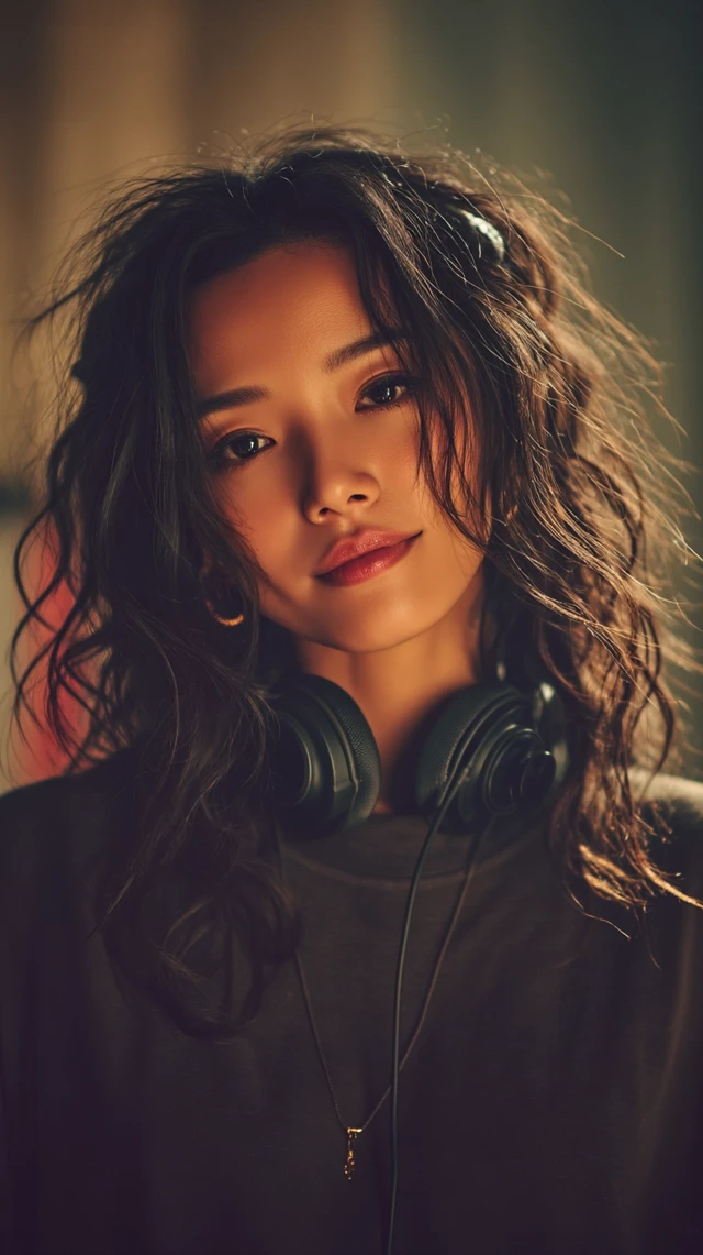 Chinese Popstar Portrait with Headphones