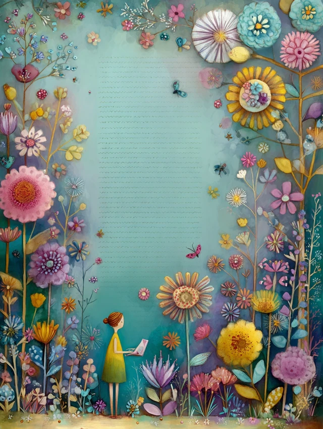 Whimsical Floral Illustration with Bible Verse Space