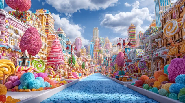 Candy City A Hyperrealistic Panoramic View