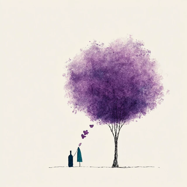 Abstract Ink Art Wine Scene