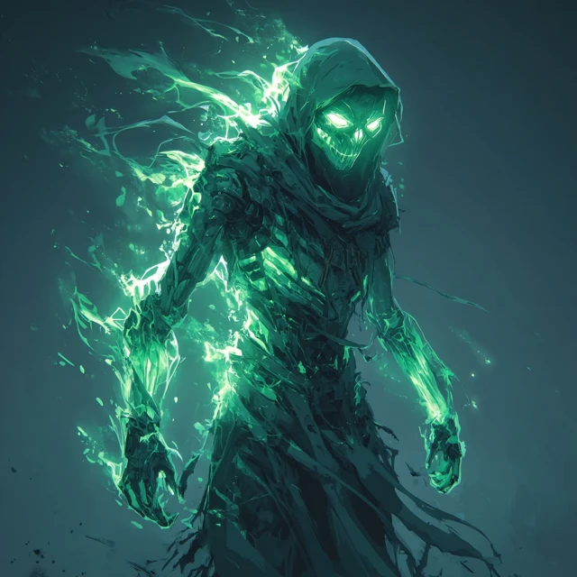 Radiant Wraith Glowing Green Radiation Fantasy Art