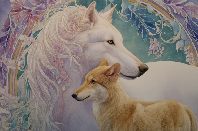 Mother and Child Wolf Painting by Jody Bergsma
