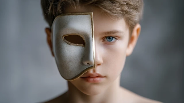 Boy with Mask Minimalist Photo