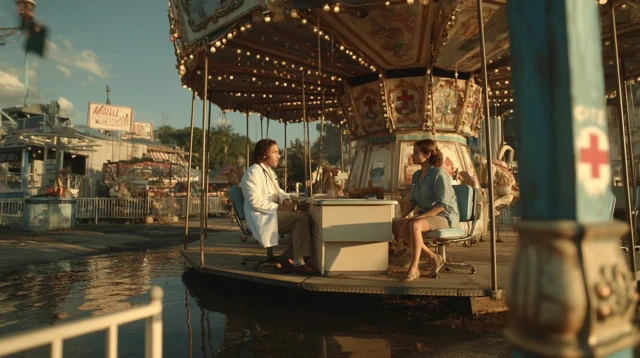 Doctors Meeting on a Carousel Cinematic Photography