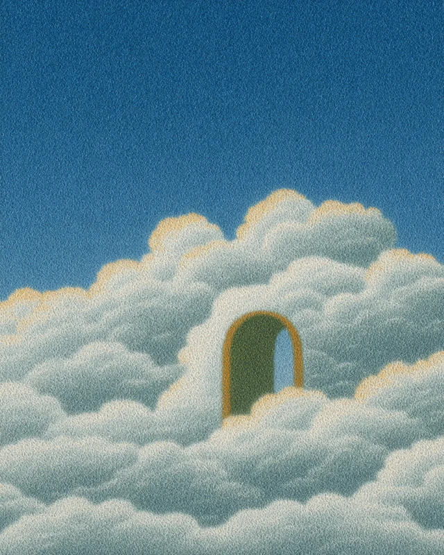 Surreal Arch Mirror in Clouds Golden Hour Art