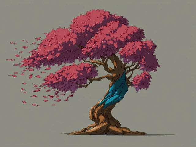 Cherry Blossom Tree Blowing in the Wind