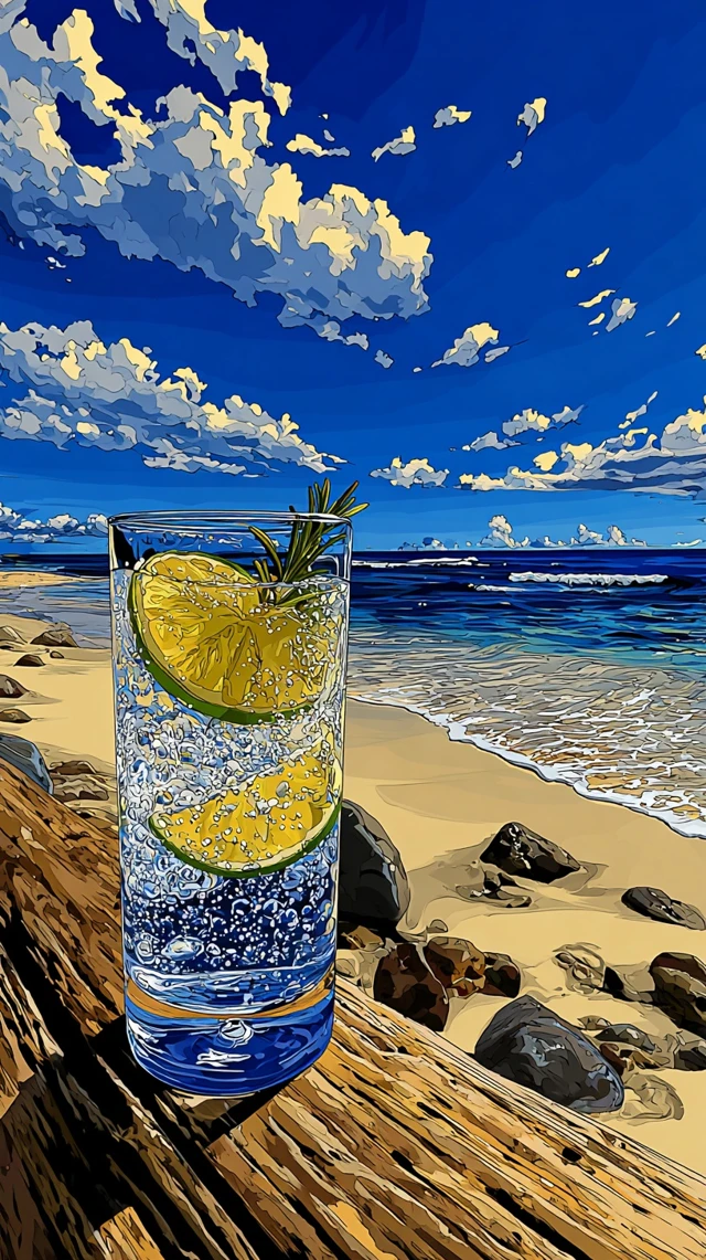 Refreshing Drink on the Beach Illustration