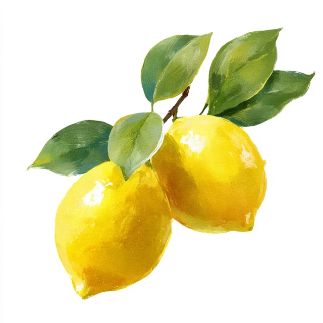 Stylized Lemons with Leaves Painting