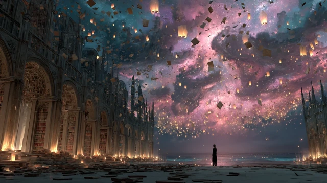 Cosmic Library Philosophical Awakening Art