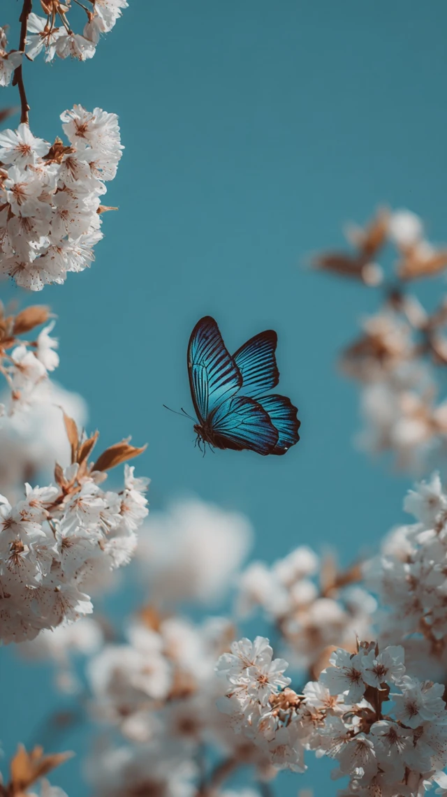 Butterfly in Spring Blossoms Serene Nature Scene