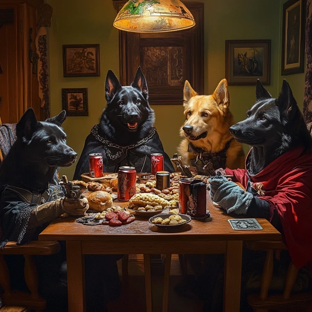 Dogs Playing DnD Fantasy Adventure
