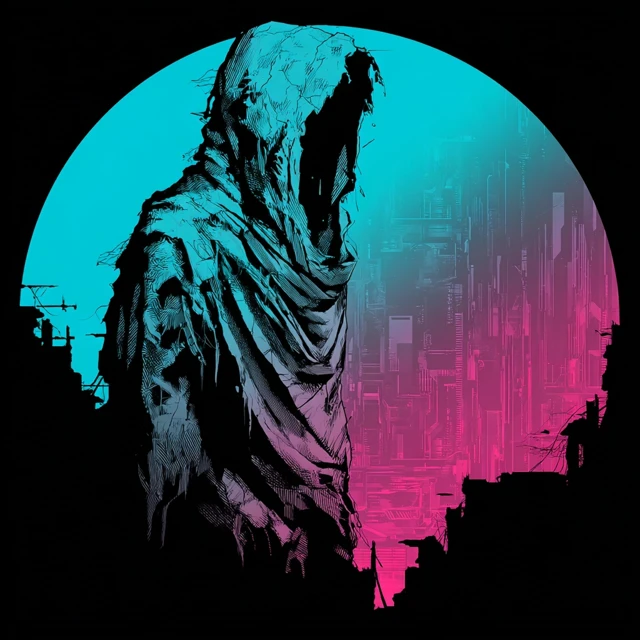 Cyberpunk Hooded Figure Logo
