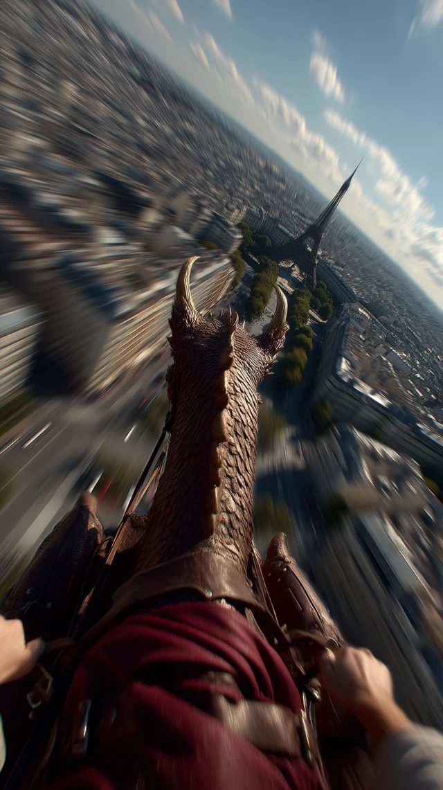 Dragon Ride Over Paris Ultra Realistic