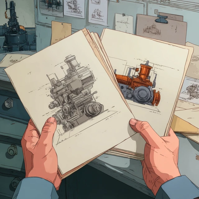Anime Engineering Blueprint Drawing