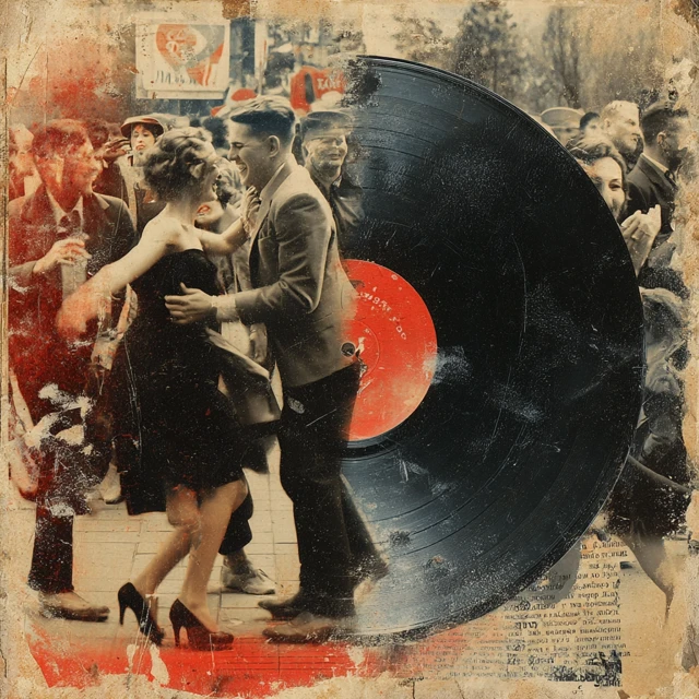 Vintage Jazz Bossa Art Vinyl Record Collage