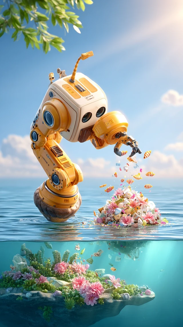 Underwater Robot Cleaning Ocean Pollution