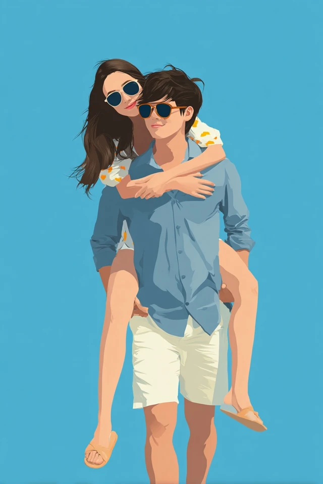 Summer Romance Couple Vector Art