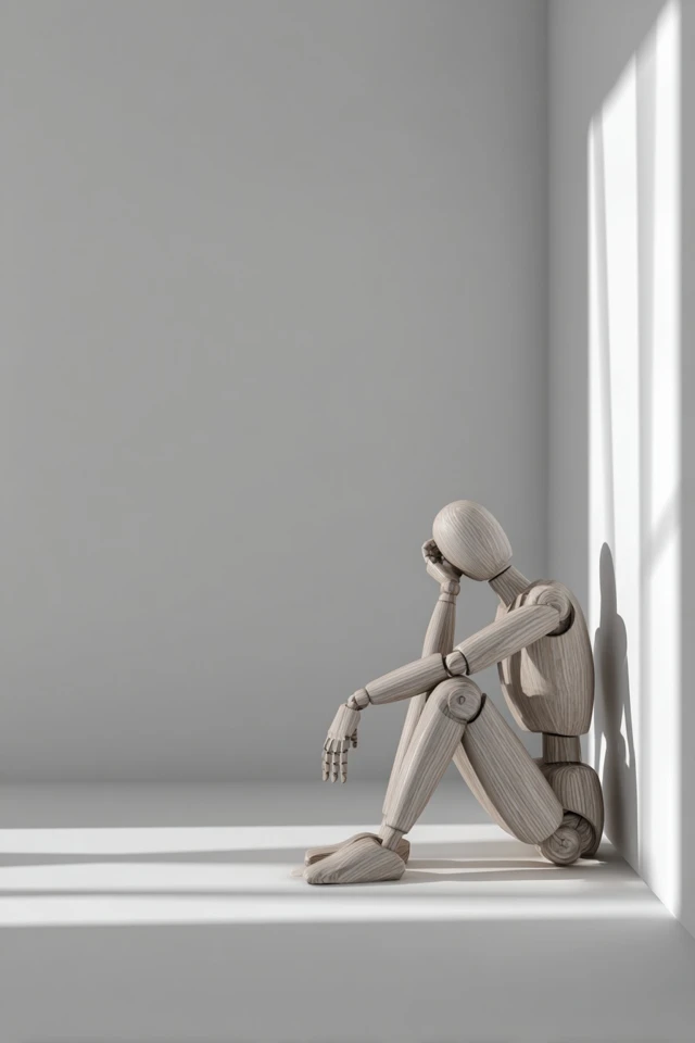 Minimalist 3D Illustration Wooden Mannequin
