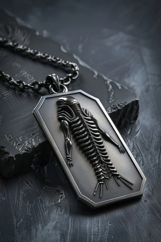 Xenomorph Dog Tag Jewelry Biomechanical Design