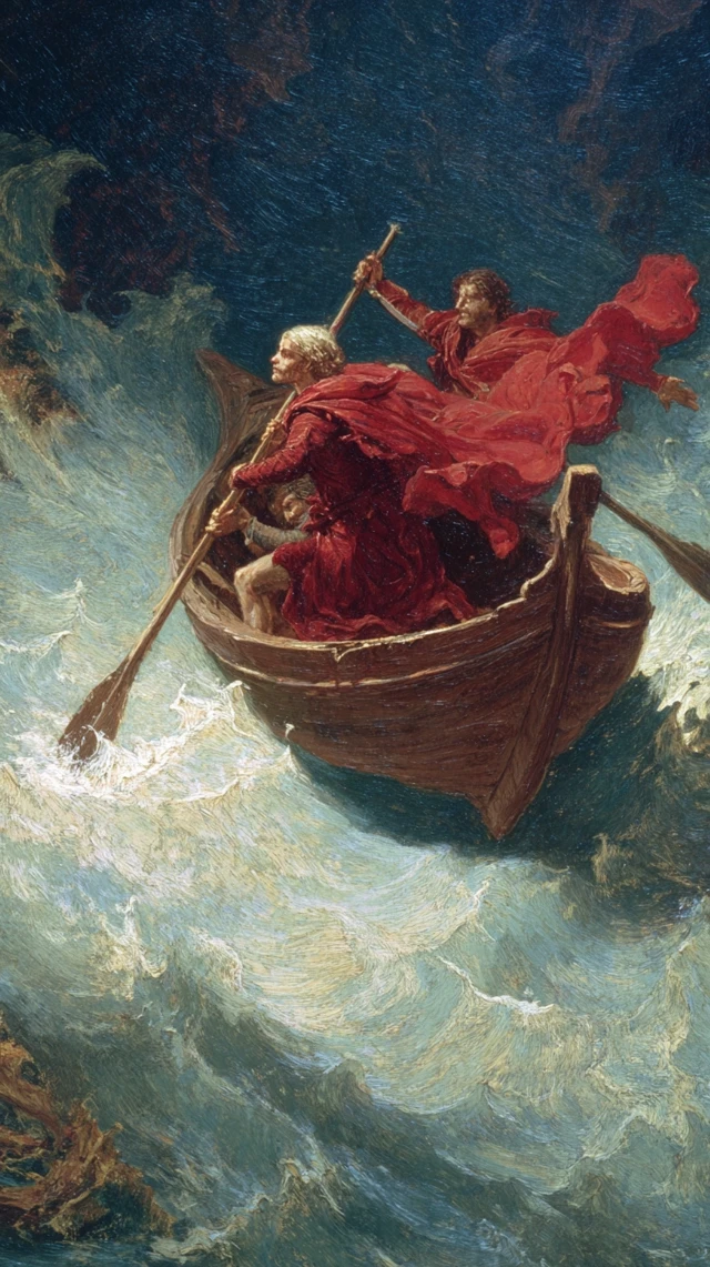 Dante and Virgil Crossing Styx Painting
