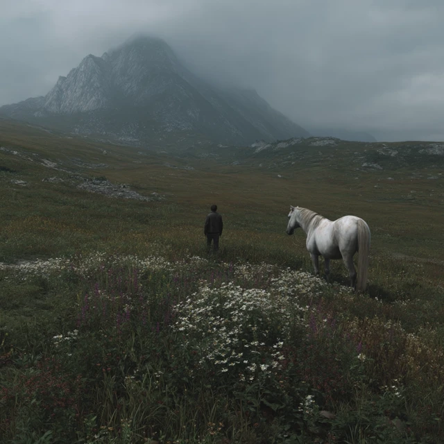 Man and Horse in a Mountain Landscape