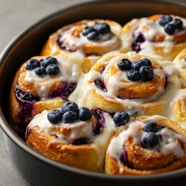 Fresh Baked Blueberry Sweet Rolls with Icing