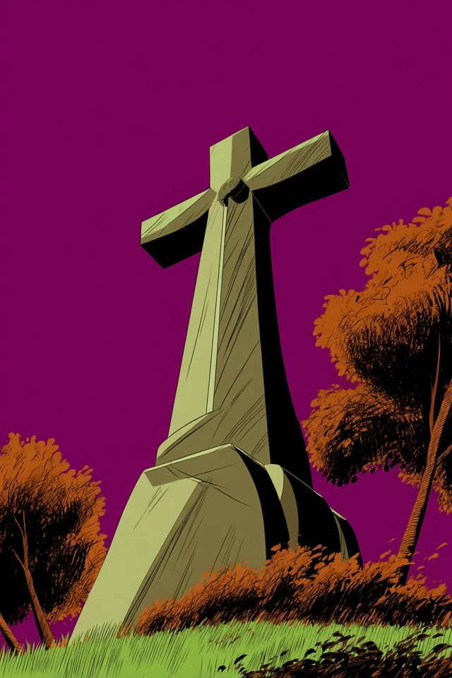 Abstract Gravestone Cross Illustration
