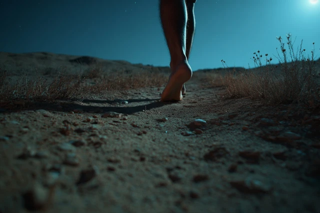 Desert Night Feet Walking Cinematic