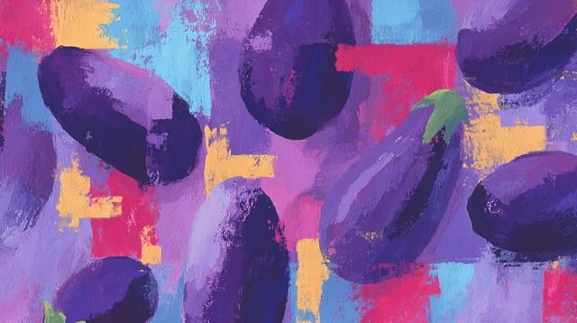 Pop Art Eggplants Bold Brushstrokes