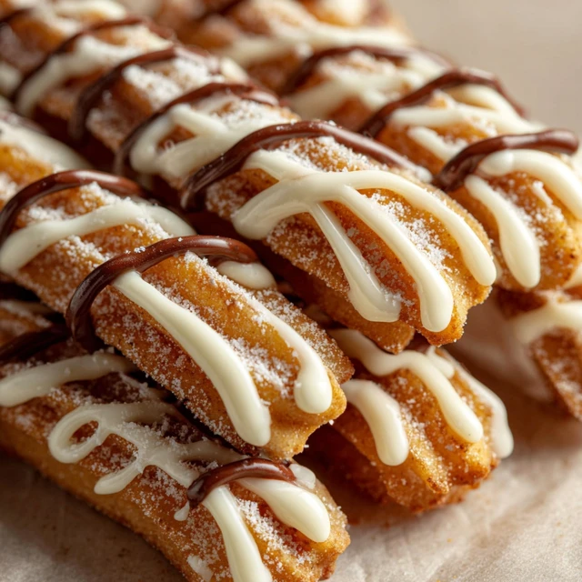 Churros with White Chocolate Drizzle Dessert Food