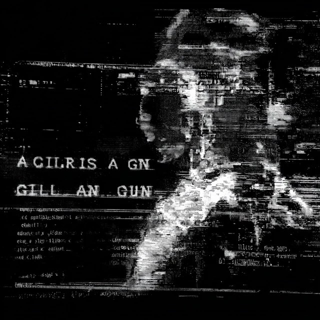 Glitch Art A Girl Is A Gun Black and White