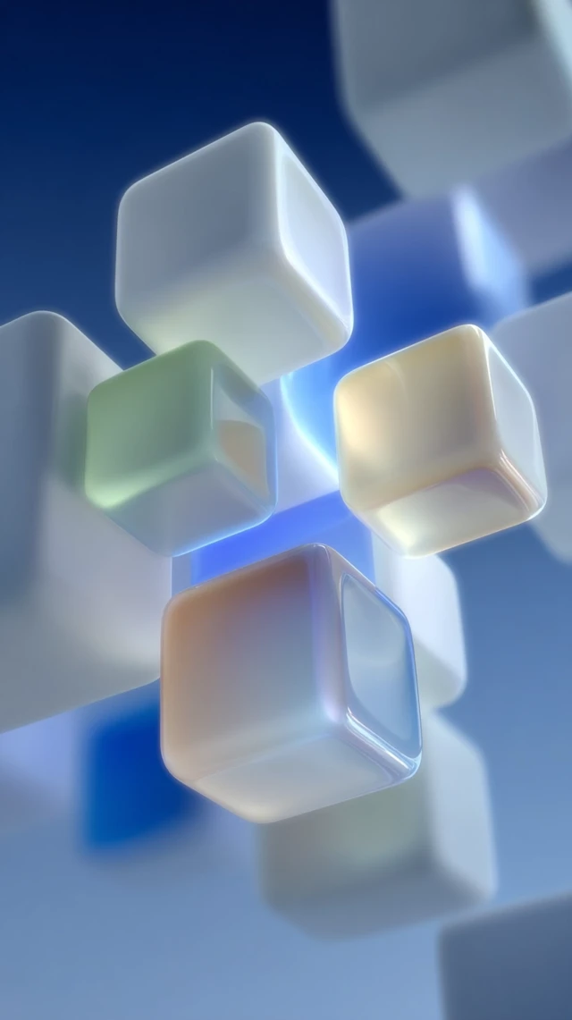 Abstract Geometric Shapes Pastel Blue Cream 3D Design